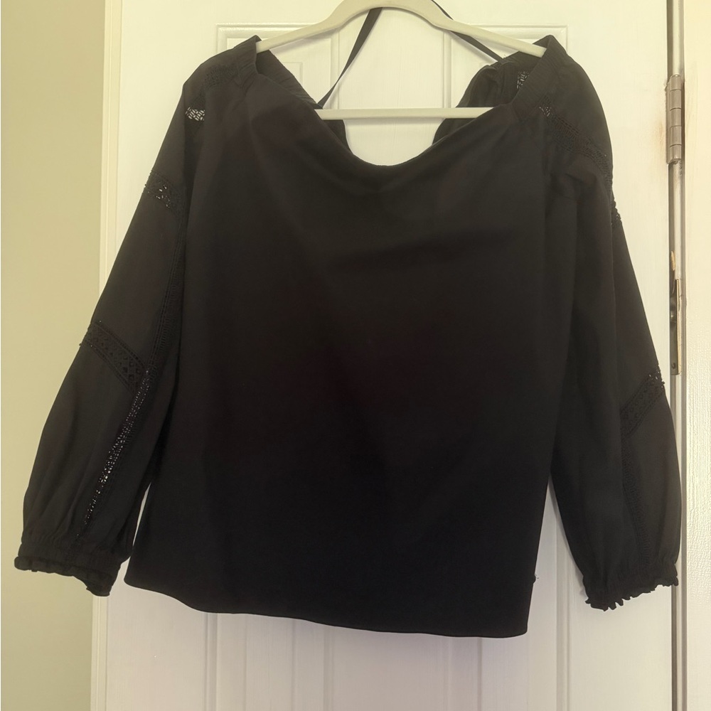 White House Black Market Black Draped Top